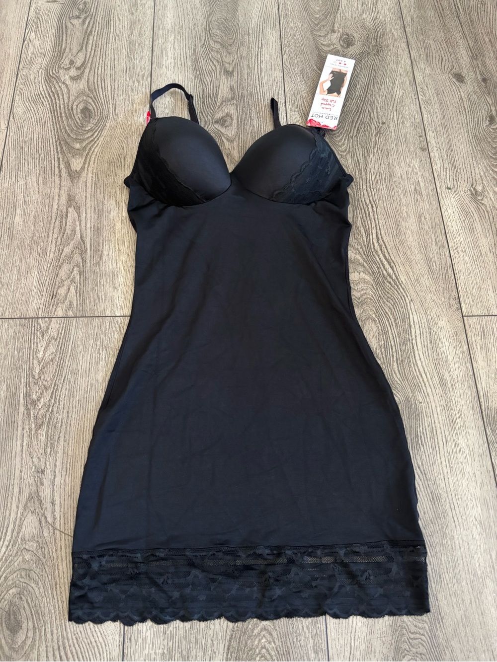 SPANX Black Lace-Hem Shaping Slip